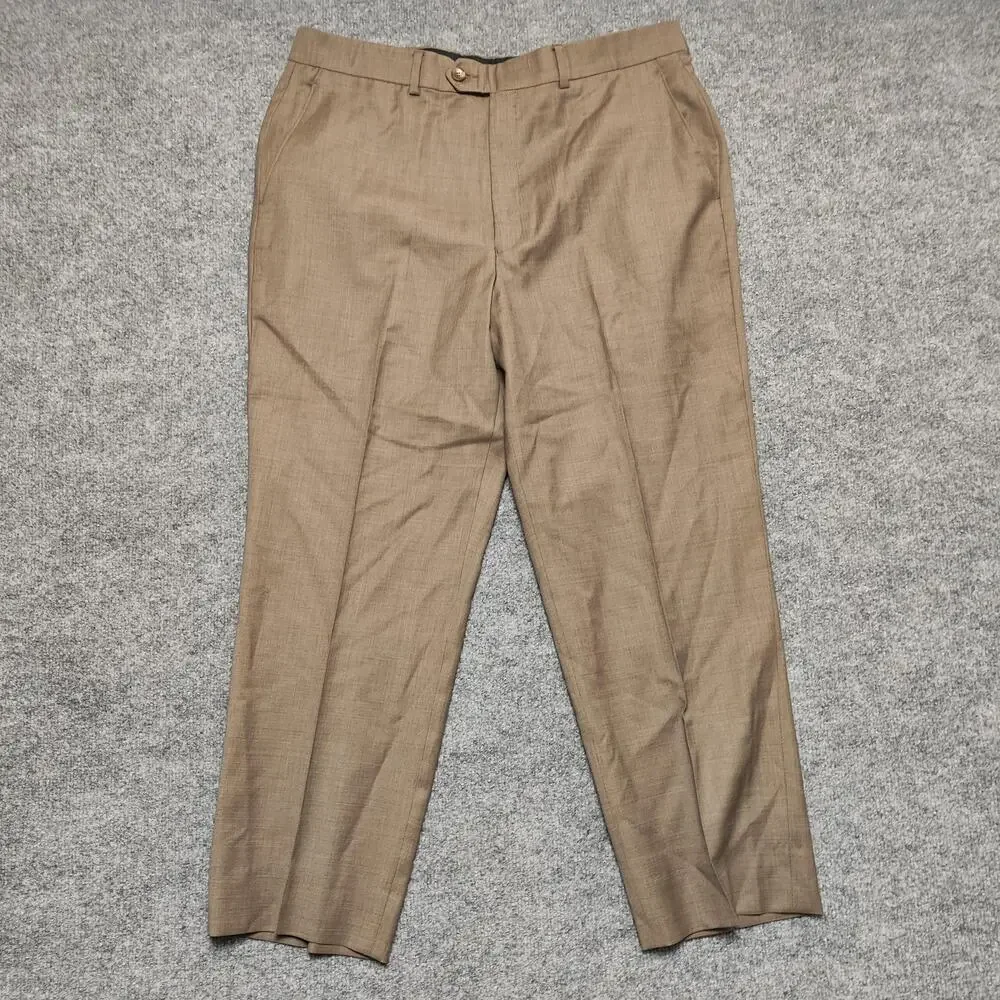Jos. A. Bank Dress Pants Mens 35x28 Brown Wool Slim Flat Front Tapered